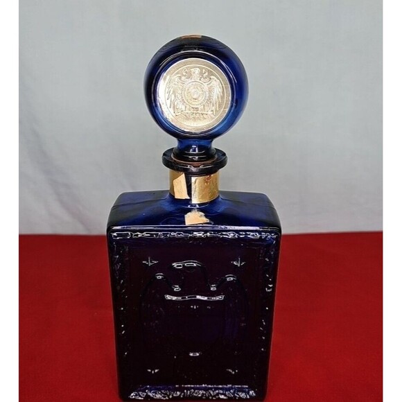 Cobalt Whisky Decanter Blue Liquor Bottle Anniversary VTG American Legion 50th - Picture 3 of 15